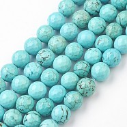 Synthetic Turquoise Bead Strands, Faceted, Round, 8mm, Hole: 1mm, about 46pcs/strand, 14.9 inch(38cm)(G-J376-71B-8mm-05)