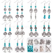 DIY Tree of Life Long Dangle Earring Making Kits, Including Synthetic Turquoise Beads, Alloy Pendants & Link Connectors, Brass Earring Hooks, Antique Silver & Platinum, 162Pcs/box(DIY-SC0019-67)