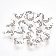 Iron Bead Tips, Calotte Ends, Clamshell Knot Cover, Platinum Color, Size: about 7.5mm long, 4mm wide, 3mm inner diameter, hole: 1mm, about 750pcs/50g(X-E248Y)
