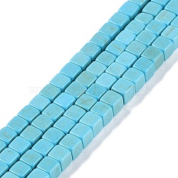 Synthetic Turquoise Beads, Dyed, Cube, 4.5x4.5x4.5mm, Hole: 1.4mm, about 84pcs/strand, 15.24 inch(38.7cm)(TURQ-F016-01)