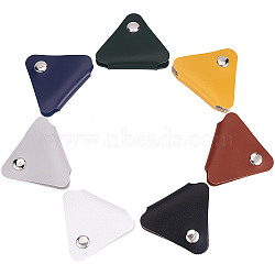 7Pcs 7 Colors Triangle Imitation Leather Data Cable Organizer, Cord Winder, Wire Keeper, with Alloy Snap Button, Mixed Color, 48x57x12mm, Inner Diameter: 27x18mm, 1pc/color(AJEW-GF0006-42)