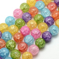 Synthetic Crackle Quartz Round Beads Strands, Dyed & Heated, Mixed Color, 14mm, Hole: 1mm, about 31pcs/strand, 16.14 inch(G-L155-14mm-01)