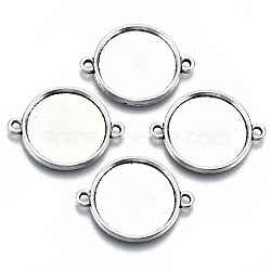 Tibetan Style Alloy Cabochon Connectors Settings, Cadmium Free & Lead Free, Flat Round, Antique Silver, Tray: 18mm, 26x20x2mm, Hole: 1.8mm, about 588pcs/1000g(TIBE-S322-010D-AS-RS)