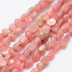 Natural Rhodonite Beads Strands, Nuggets, 6~8x4~6mm, Hole: 1mm; 15.3inches(39cm)(G-F521-38)