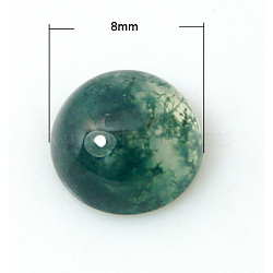 Natural Moss Agate Cabochons, Half Round/Dome, Sea Green, 8x4mm(X-G-MOSS8x4)