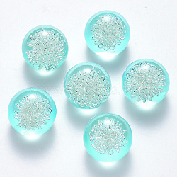 Transparent Acrylic Cabochons, Flat Back, with Iron Wire inside, Round, Silver Color Plated, Light Sky Blue, 20x17.5mm, bottom: 12mm(X-TACR-R144-01D)