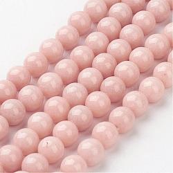 Natural Mashan Jade Round Beads Strands, Dyed, Light Salmon, 8mm, Hole: 1mm, about 51pcs/strand, 15.7 inch(G-D263-8mm-XS22)