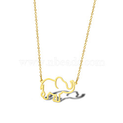 Cute Cartoon Animal Stainless Steel Pendant Necklaces, with Cable Chains for Unisex, Elephant(QV5065-14)