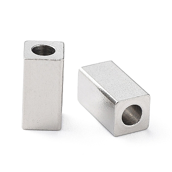 304 Stainless Steel Beads, Cuboid, Stainless Steel Color, 8x4x4mm, Hole: 2mm