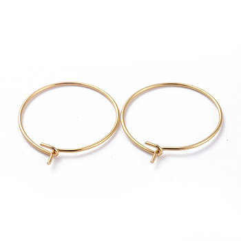 316 Surgical Stainless Steel Hoop Earring Findings, Wine Glass Charms Findings, Real 18K Gold Plated, 20x0.7mm, 21 Gauge.