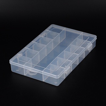 Plastic Bead Containers, 13 Compartments, Dividers are moveable, Clear, 27x17.9x4.3cm