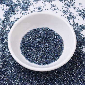 MIYUKI Delica Beads, Cylinder, Japanese Seed Beads, 11/0, (DB0085) Blue Lined Aqua AB, 1.3x1.6mm, Hole: 0.8mm, about 10000pcs/bag, 50g/bag