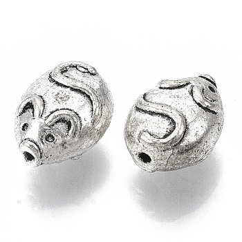 Tibetan Style Alloy Beads, Cadmium Free & Lead Free, Mouse, Antique Silver, 11.5x9x6.5mm, Hole: 1mm, about 535pcs/1000g