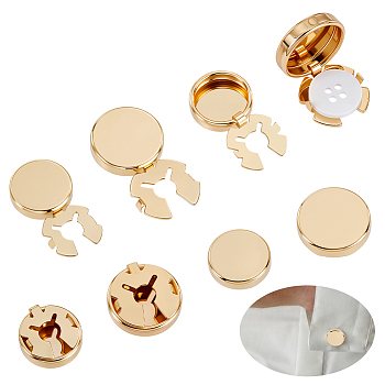 8Pcs 2 Styles Alloy Cufflinks, Flat Round, Golden, 17.5~26x17.5~25x5mm, 4pcs/style