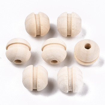 Unfinished Natural Wood Beads, Undyed, Round, Old Lace, 13mm, Hole: 3mm
