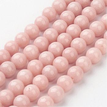 Natural Mashan Jade Round Beads Strands, Dyed, Light Salmon, 8mm, Hole: 1mm, about 51pcs/strand, 15.7 inch