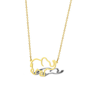 Cute Cartoon Animal Stainless Steel Pendant Necklaces, with Cable Chains for Unisex, Elephant