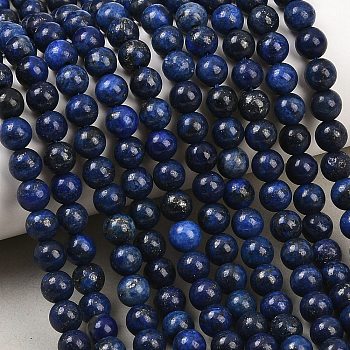 Dyed Natural Lapis Lazuli Round Beads Strands, 4mm, Hole: 0.8mm, about 88~92pcs/strand, 15.1 inch