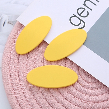 Frosted Plastic Snap Hair Clips, with Metal Clip, for Women and Girls, Oval, Yellow, 56x26mm