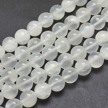 Natural Selenite Beads Strands, Round, 12mm, Hole: 1.2mm, about 33pcs/strand, 15.7 inch(40cm)