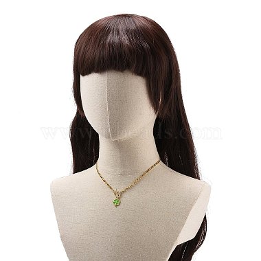 Ожерелье с подвеской в виде клевера из сплава эмали с латунными цепочками для женщин(NJEW-JN04087)-3