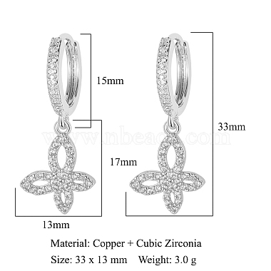 Clear Cubic Zirconia Butterfly Dangle Hoop Earrings(EJEW-OY001-20P)-2