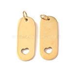 304 Stainless Steel Pendants, Oval with Heart Charms, Cut-Out, Golden, 18x7x1mm, Hole: 3mm(SA-CBAAA8B-04G)