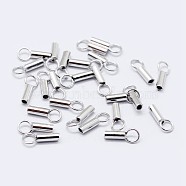 925 Sterling Silver Cord Ends, Platinum, 6x1.5mm, Hole: 2mm, Inner Diameter: 0.8mm(STER-F036-21P-0.8mm)
