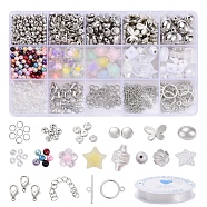 DIY Jewelry Set Making Kits, Including Glass Pearl & Seed Beads, CCB & ABS Plastic Beads, Acrylic Beads, Alloy Clasps, Iron End Chain & Jump Ring, Elastic Crystal Thread, Platinum, Beads: 620~660pcs/set(DIY-YW0004-19)