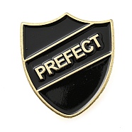 Prefect Shield Badge, Enamel Pin, Light Gold Alloy Brooch for Backpack Clothes, Black, 30.5x27x1.5mm(JEWB-H011-01G-A)
