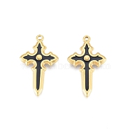 Ion Plating(IP) 304 Stainless Steel Pendants, with Enamel, Cross, Real 18K Gold Plated, 33.5x20x3.5mm, Hole: 1.5mm(STAS-B027-26G)