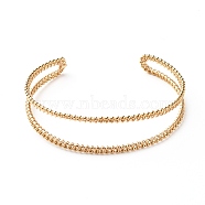 Two Row Cuff Bangles for Girl Women, 304 Stainless Steel Beads Adjustable Bangles, Golden, Inner Diameter: 2-3/8 inch(6cm)(BJEW-JB06608)