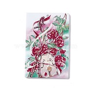 Embossed Flower Printed Acrylic Pendants, Rectangle Charms with Musical Instruments Pattern, Red, 45x30x2.3mm, Hole: 1.6mm(MACR-J121-02D)
