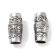 Tibetan Style 316 Surgical Stainless Steel Magnetic Clasps, Column, Antique Silver, 24x12x12mm, Hole: 8mm(STAS-P362-12A-AS)