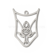 304 Stainless Steel Pendants, Cat Buster Charm, Stainless Steel Color, 30x20x0.9mm, Hole: 1.6mm(STAS-K250-02P)