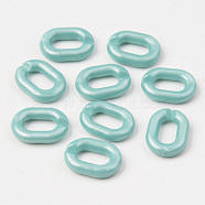 Opaque Acrylic Linking Rings, Quick Link Connectors, For Jewelry Cable Chains Making, Oval, Pale Turquoise, 19x14x4mm, Inner Diameter: 10.5x5.5mm, about 746pcs/500g(OACR-S038-004A-A01)