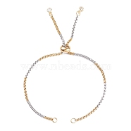 304 Stainless Steel Box Chains Slider Bracelet Making, Bolo Bracelet, with 304 Stainless Steel Jump Rings, 202 Stainless Steel Bead and Brass Cubic Zirconia Charms, Golden & Stainless Steel Color, 10-1/4 inch(26cm), 0.2cm(AJEW-JB01118-01)