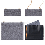 WADORN 2Pcs 2 Styles Wool Felt Bag Organizer Inserts, with Alloy D-Rings, for Envolope Bag Accessories, Rectangle, Gray, 9~17.8x17~21x0.2cm, Hole: 9x13~14mm, 1pc/style(FIND-WR0007-26A)