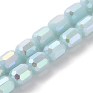 Imitation Jade Glass Beads Strands, Faceted, Column, Pale Turquoise, 6x7~7.5mm, Hole: 1mm, about 72~73pcs/strand, 21.06~21.14''(53.5~53.7cm)(EGLA-D030-05D)