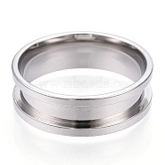 201 Stainless Steel Grooved Finger Ring Settings, Ring Core Blank, for Inlay Ring Jewelry Making, Stainless Steel Color, US Size 12 3/4(22mm)(RJEW-TAC0017-8mm-06A)