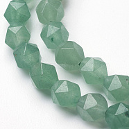 Natural Green Aventurine Bead Strands, Star Cut Round Beads, Faceted, 7~8mm, Hole: 1mm, about 45~48pcs/strand, 14.96 inch(X-G-G957-16-8mm)