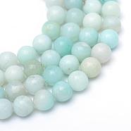 Round Natural Grade A Amazonite Bead Strands, 8~9mm, Hole: 1mm, about 46pcs/strand, 15.3 inch(G-R345-8mm-16)