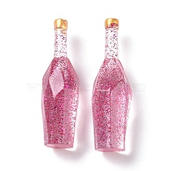 Dummy Bottle Transparent Resin Cabochon, with Glitter Powder, Cerise, 41.5x12.5x12.5mm(RESI-E025-03D)