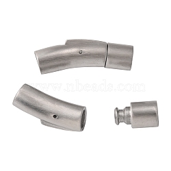 304 Stainless Steel Bayonet Clasps, Tube, Frosted, Stainless Steel Color, 30x8x9mm, Hole: 6mm(X-STAS-F131-22P)