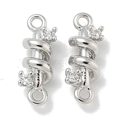 Rack Plating Brass Clear Cubic Zirconia Vortex Connector Charms, Long-Lasting Plated, Lead Free & Cadmium Free, Platinum, 13x4.3mm, Hole: 1.4mm(KK-L224-069P)