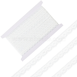 Polyester Lace Triming Ribbons, Garment Accessories, White, 3/8 inch(10mm)(OCOR-WH20050-028F)