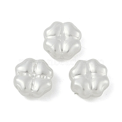 Glass Profiled Pearl Beads, Pearlized, Clover, White, 10.5x10.5x5mm, Hole: 1mm(HY-Z001-02)