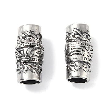 Tibetan Style 316 Surgical Stainless Steel Magnetic Clasps, Column, Antique Silver, 24x12x12mm, Hole: 8mm