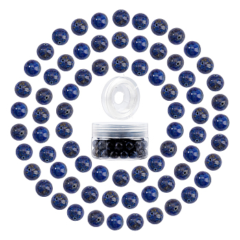 DIY Stretch Bracelets Making Kits, include Dyed Natural Lapis Lazuli Round Beads, Elastic Crystal Thread, Beads: 10~10.5mm, Hole: 1~1.2mm, 100pcs