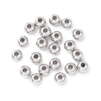 304 Stainless Steel Spacer Beads, Round, Stainless Steel Color, 5x4mm, Hole: 2.5mm